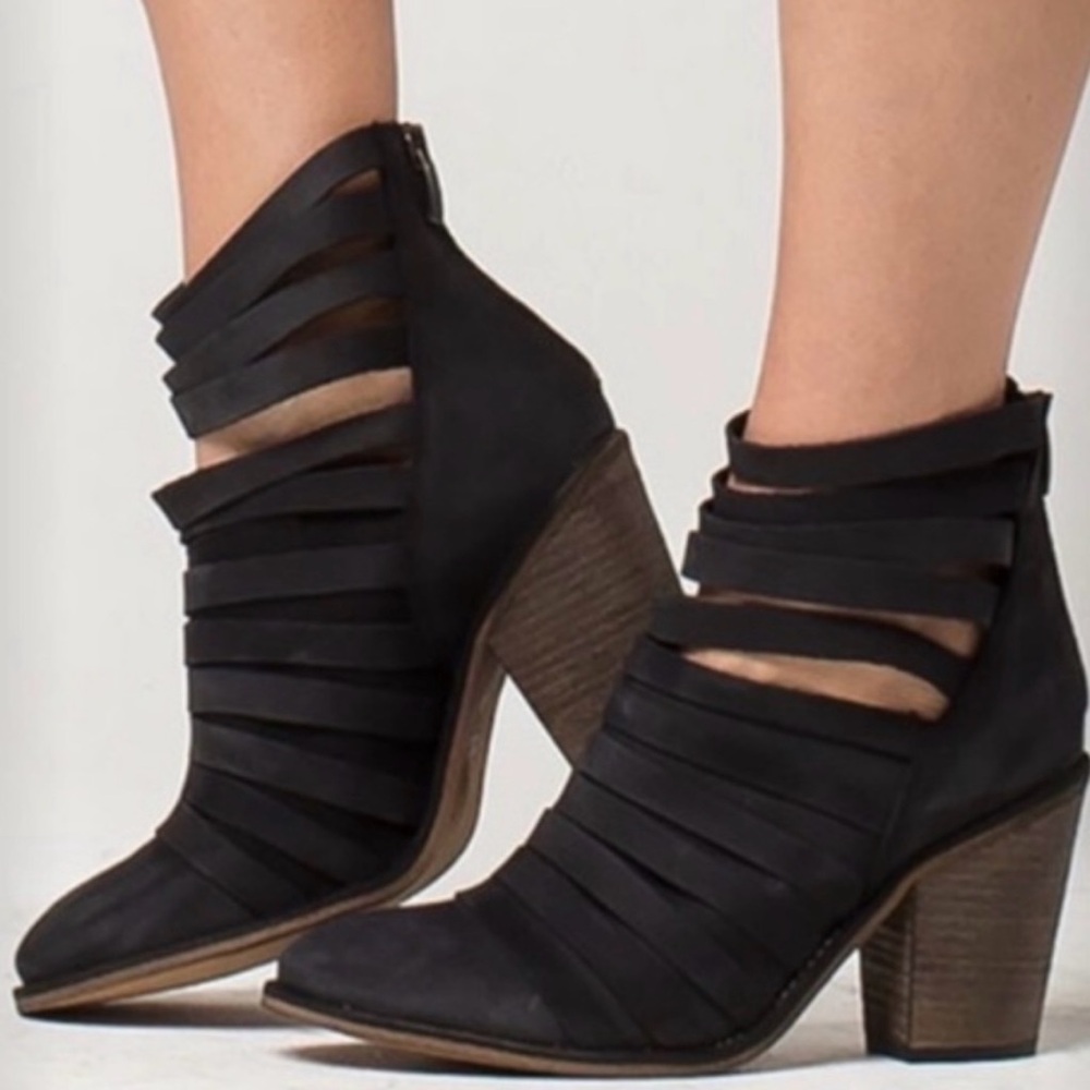 Free People Hybrid Heel Strappy Suede Boots 38 NWOT